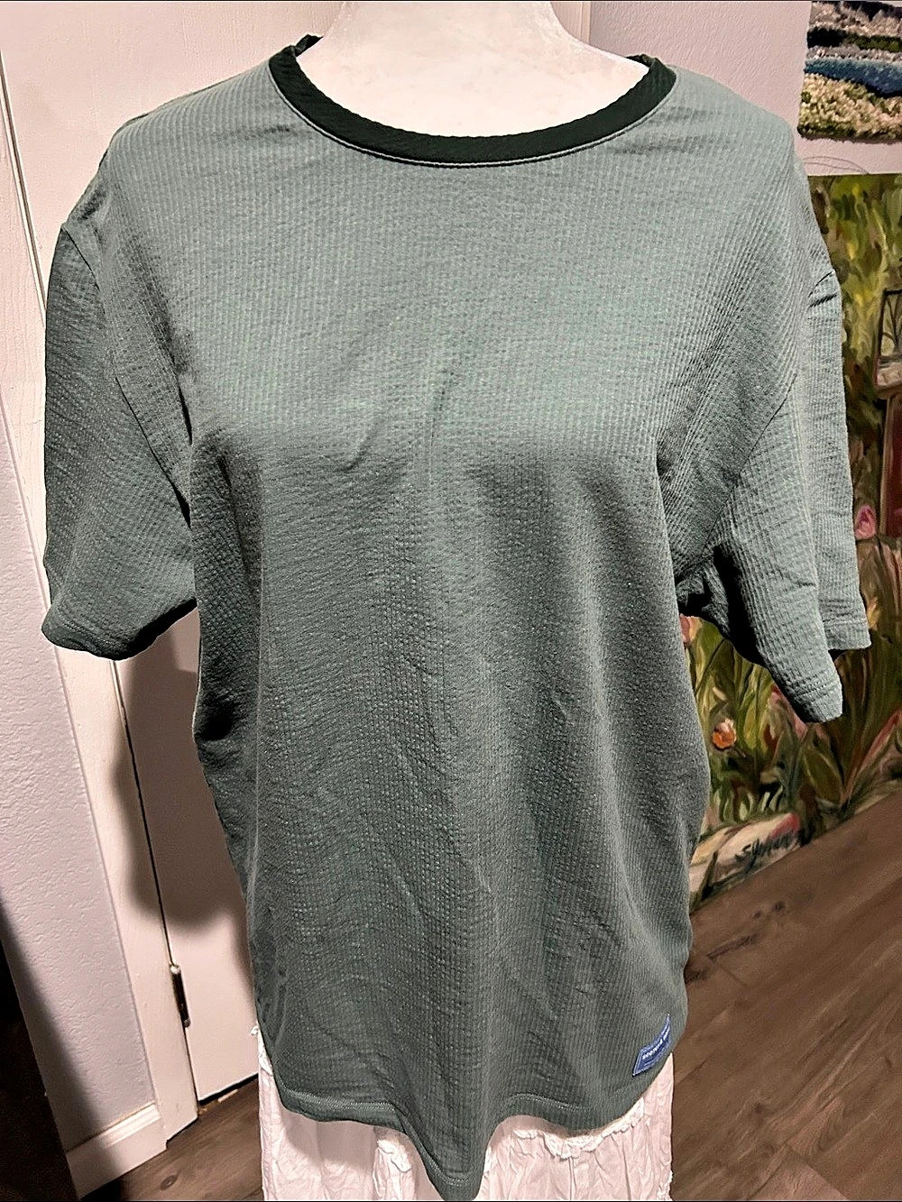 Scotch & Soda Waffle Knit Short Sleeve T-Shirt Green Size Medium